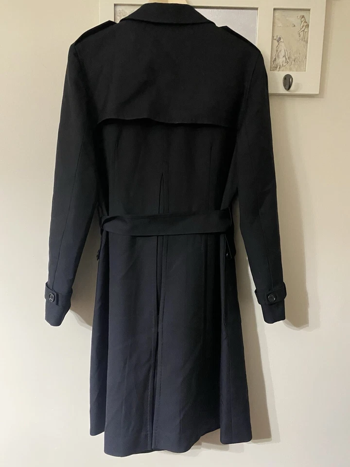 Bobby Brooks Wool Black Double Breasted Trench Coat Belted Woman’s 12 — 第 2/4 张图片