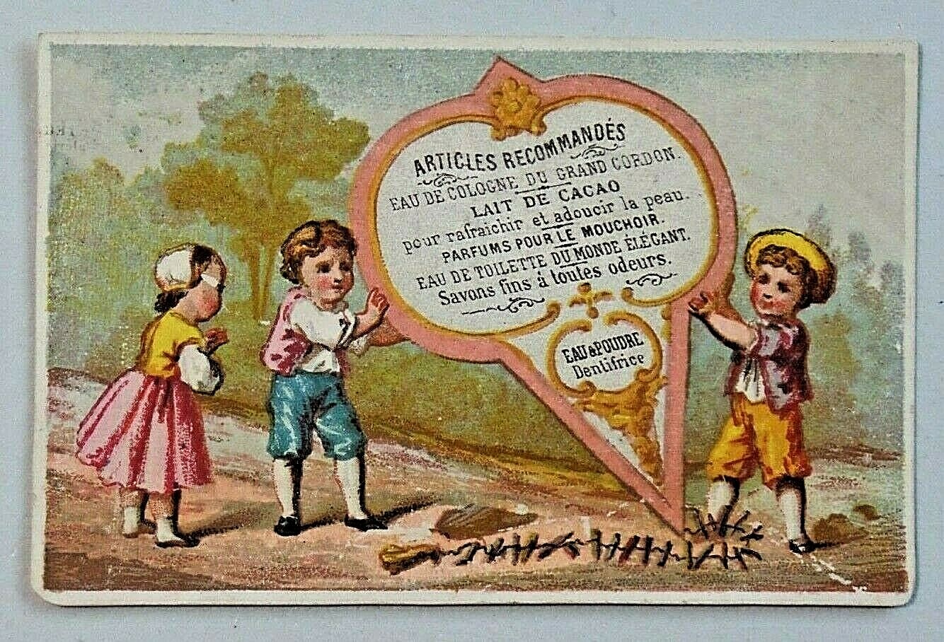 Parfums Pour Le Mouchoir Lait De Cacao Victorian French Trade Card 8692