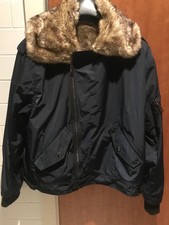 Zadig And Voltaire Kassy Parka Bomber With Fake Fur Navy Blue Size L