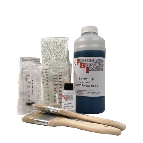 1kg Fibreglass GRP Polyester Resin, Hardener & Syringe Kit Lloyds