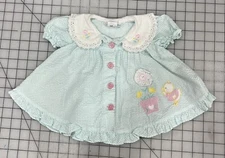 A Little Angel Baby Dress Peter Pan Collar Vintage 3-6 Mon Duck &Flower Patch I9