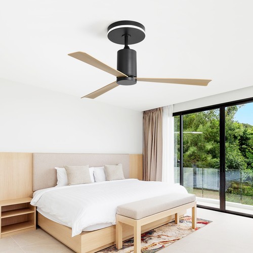 52 Inch Modern Flush Mount Ceiling Fan with led light and Remote Control, 3 ABS - Picture 6 of 10