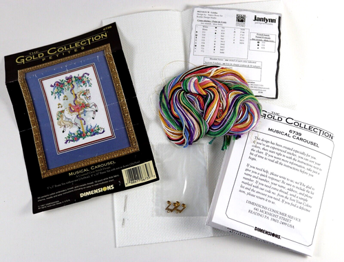 DIMENSIONS Gold Collection Petites MUSICAL CAROUSEL Counted Cross Stitch Kit - Picture 4 of 4