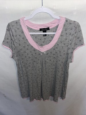 Rene Rofe Pajama Top Womens Size Medium Gray Sleepwear Comfort Casual