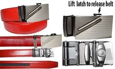 men's belt 43" genuine leather belt dress  casual new automatic lock buckle 5