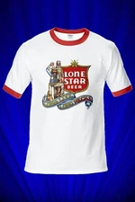 Lone Star Beer Vintage RINGER Tee T-SHIRT Coors Budweiser