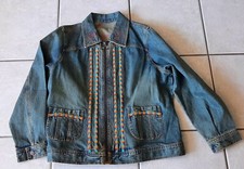 Native American Western Cowgirl Heavily Beaded and Painted jean jacket size L