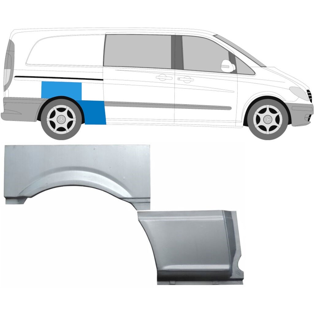 MERCEDES VITO W639 2003-2014 LWB REAR WING REPAIR PANEL / SET OF 2 / RIGHT RH