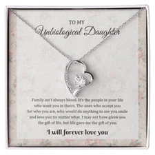Bonus Daughter Necklace, To My Unbiological Daughter Necklace Gift, Birthday Gif