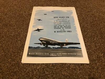 AC63 WERBUNG 11 X 8 KENT LEGIERUNGEN LTD LIEFERANTEN VON GUSSTEILEN FÜR DE HAVILLAND COMET