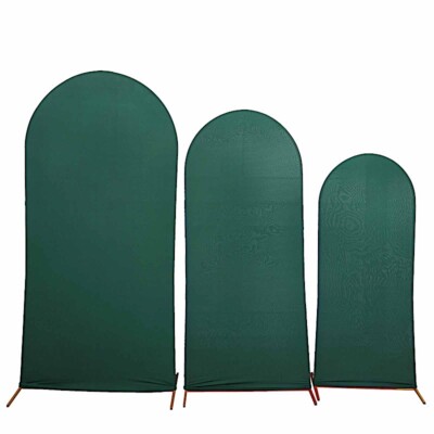 3 Matte Fitted Spandex Round Top Wedding Arch Backdrop Stand Covers Set Party