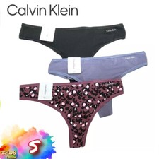 NWT 3-Pack Calvin Klein Women's S Cotton Form Thong Underwear QD3643 Assorted