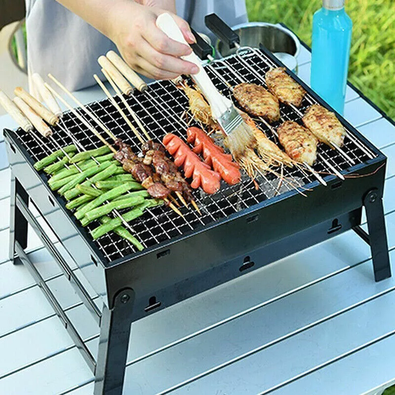 Barbecue Grill Portable BBQ Charcoal Stove Stainless Steel Cooker Camping  Small