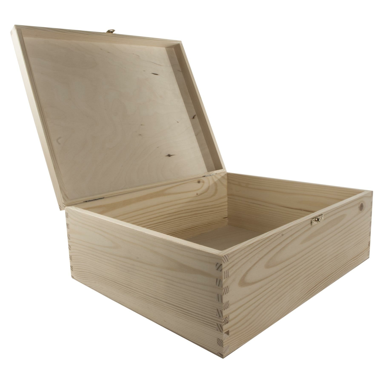 Large Deep Wooden Keepsake Box Lid & Clasp | 36 x 30 x 13.5 cm | A4 Gift Storage