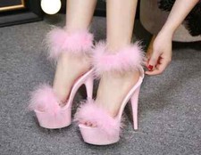 decolte stiletto 16 cm eleganti rosa spuntato plateau pelle sintetica 9473