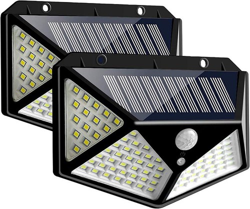 Energía solar 100 luces LED PIR sensor de movimiento lámpara de seguridad exterior pared EE. UU. - Imagen 1 de 7