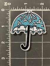Light Blue Umbrella Parasol Patch Applique Sun Shade Rain Protection Mushroom