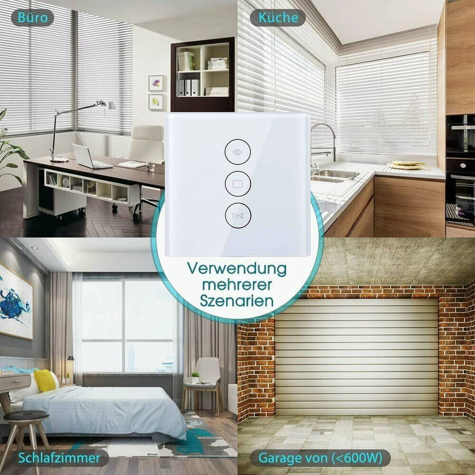 Smart Life WIFI Rolloschalter Vorhang Schalter Wandschalter Wlan Touch Alexa DE - Bild 3 von 4