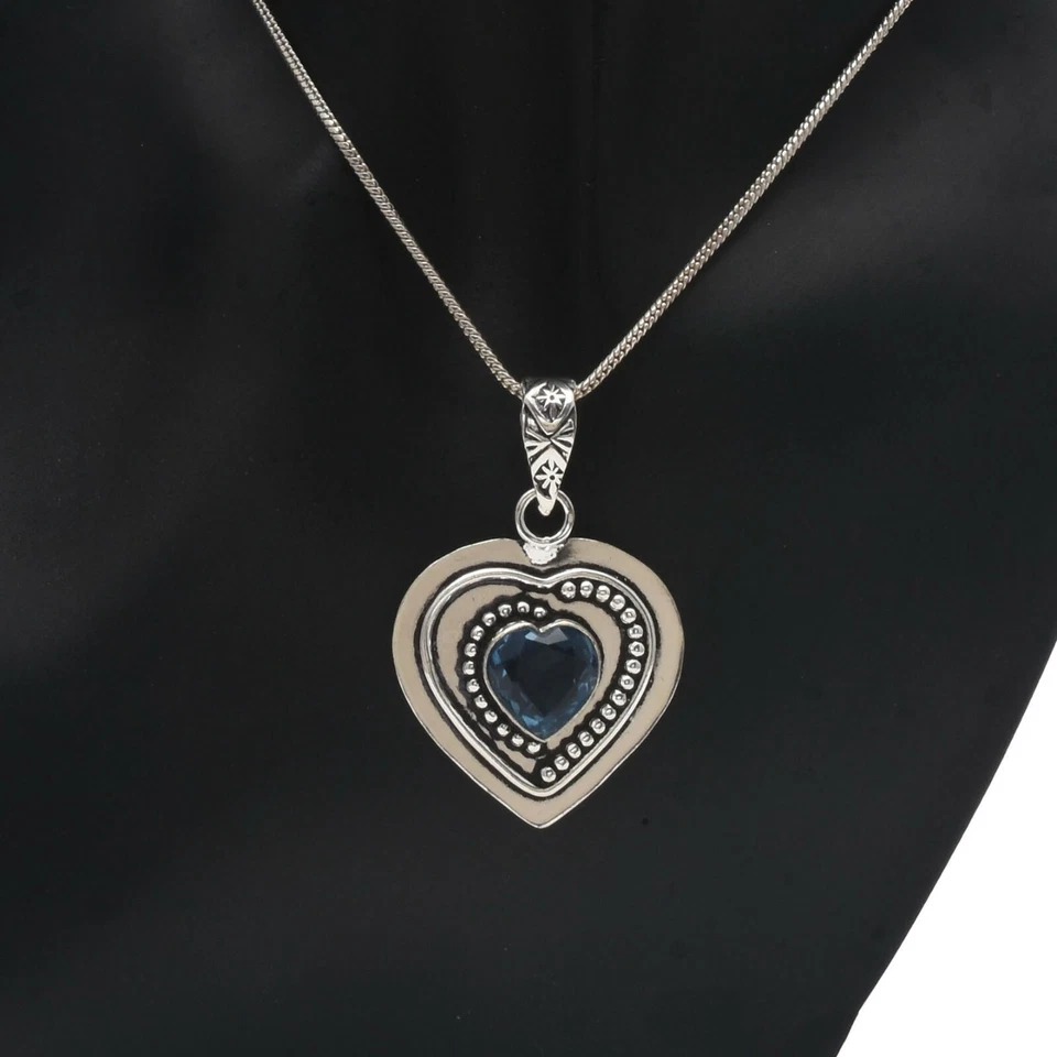 Valentine's Gift Iolite Topaz Gemstone 925 Sterling Silver Handmade Pendant 2.2" - Image 2 of 4