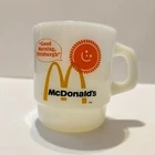 Vtg Fire King McDonalds Good Morning Pittsburgh Advertising Milk Glass Mug