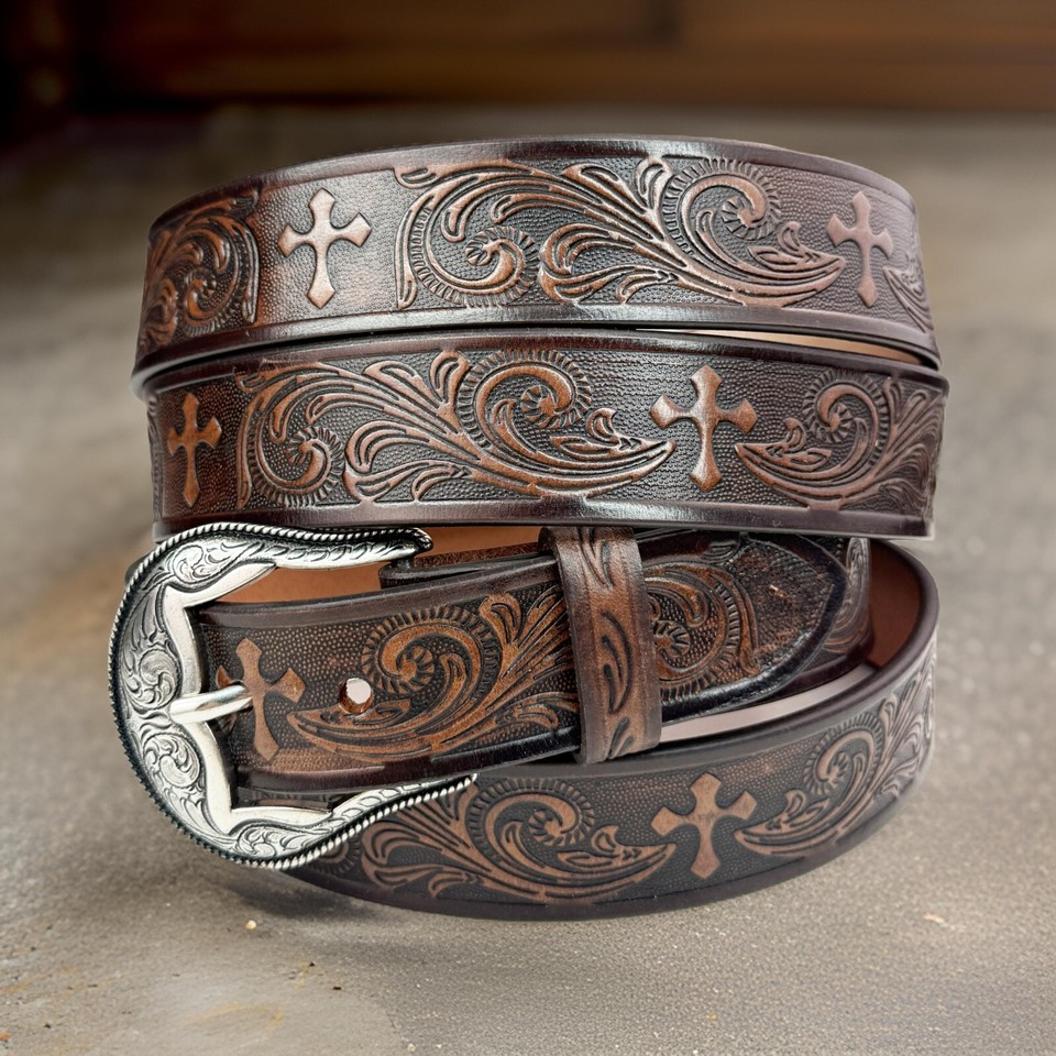 vintage style WESTERN tooled pattern buckle belt
RANGER cowboy rodeo