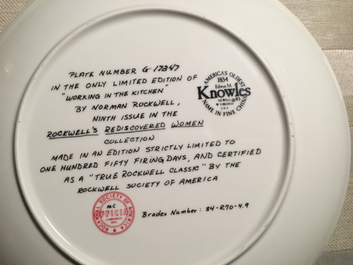 Vintage “Working in The Kitchen” Norman Rockwell Collector Plate 1983 - Picture 2 of 3