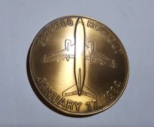 1984 BOEING 737-300 ROLL OUT MEDALLION COIN PLANE JET BAC B.A.C. COMPANY VINTAGE