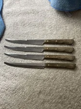 Flint Stainless Vanadium Wood Handle Cutlery USA Lot of 4 Knives Knife