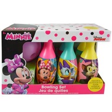 Disney Minnie Mouse Kids Girls Bowling Set 6 Pins 1 Ball Toy Gift Playset 2 New