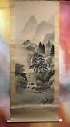 Japanese Scroll Painting Antique Landscape Trees Handing Pre-Wwii Bonsai Display
