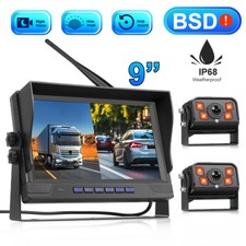 9" IPS DVR 4CH Split Monitor mit BSD + 2x AHD Rückfahrkamera für Auto LKW BUS RV