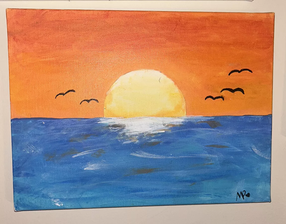 Sunset canvas painting deals