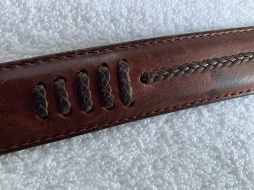 Brighton Onyx Gürtel Herren 40 braun Leder geflochten geflochtene Details silberne Schnalle Band - Bild 6 von 11