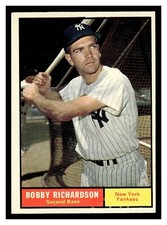 1961 TOPPS BOBBY RICHARDSON #180 NY YANKEES HIGHER GRADE NO CREASES GREAT!