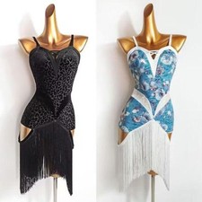 Professional Latin Rumba Fringes Ballroom Performance Dance Dress Competition