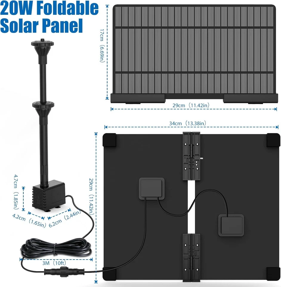 20W Solar Powered Water Fountain Pump with 6 Nozzle,for Ponds,Pool and Fish Tank - Image 4 of 4