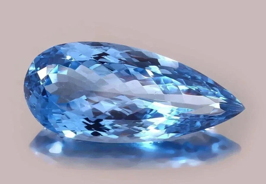 Excelente piedra preciosa suelta natural aguamarina azul corte pera 40-42 quilates certificado EGL Foto 4 de 4