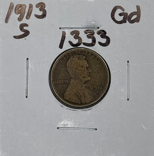 1913-S Good Lincoln Wheat Penny, Item 1333
