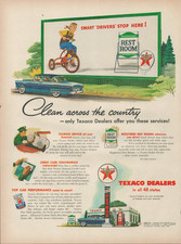 1955 Texaco Dealers Gas Station Clean Across The Country Vintage Print Ad