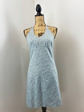 J.Crew Halter Sundress Sz 4 Blue Ditsy Floral Fully Lined Cottage-core Boho Chic