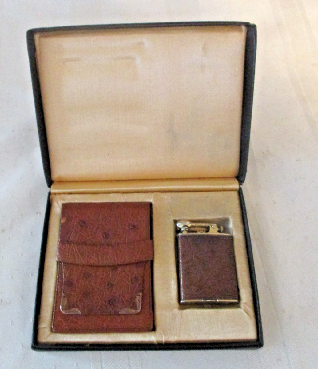 Antique Cigarette Lighter, Cig Case &Box Circa 1930 By Clark