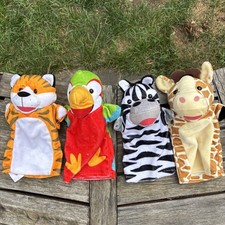 Melissa Doug Hand Puppets Plush Stuffed Set Of 4 Zoo Animals Safari Buddies