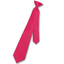 Vesuvio Napoli Boys CLIP-ON NeckTie Solid HOT PINK FUCHSIA Color Youth Neck Tie