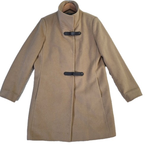 Lauren Ralph Lauren Camel Walker Wool Blend Coat Women's 10 Buckle-Front Snap