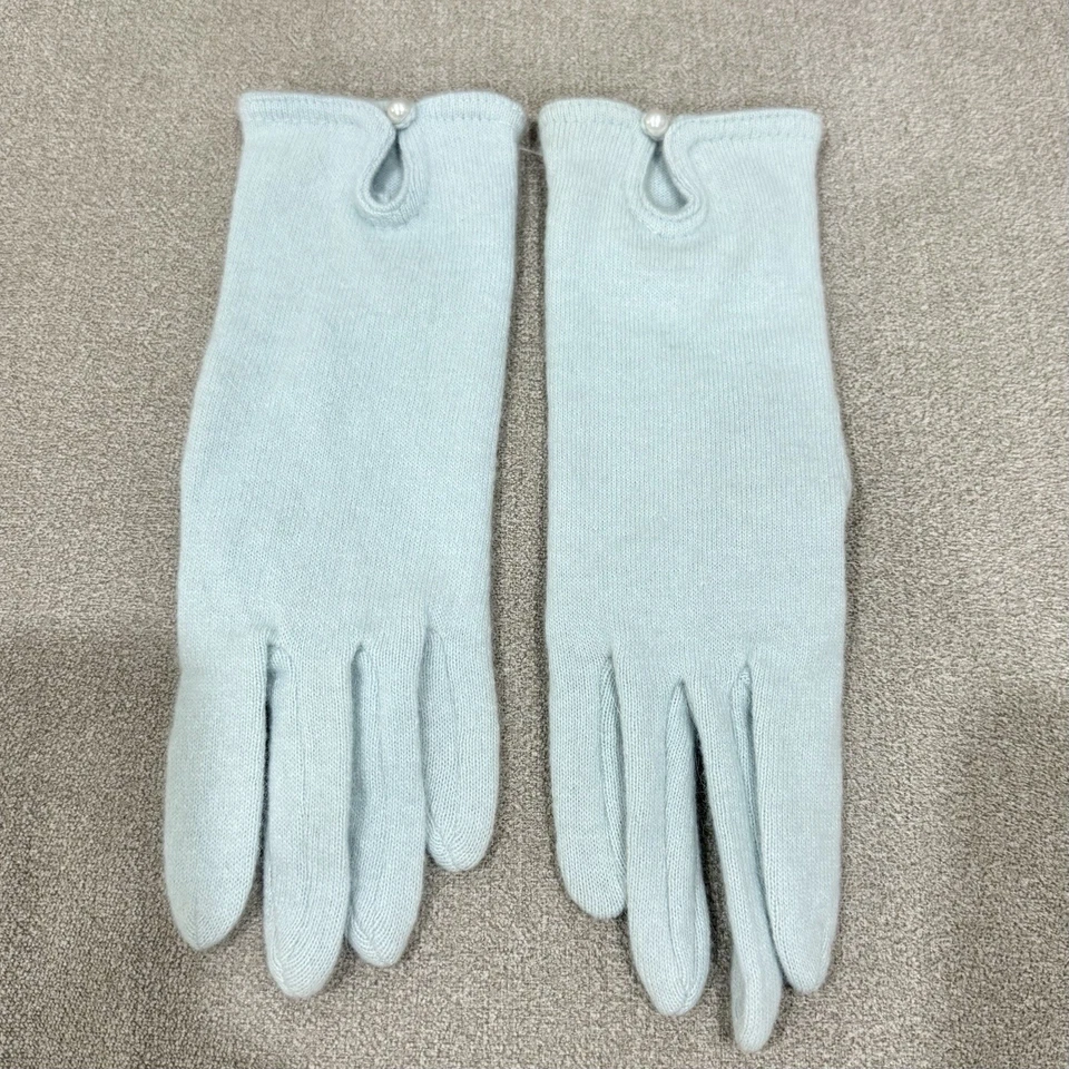 Guantes de pelo de conejo de lana Banana Republic azul claro talla única detalle de perlas Foto 2 de 4