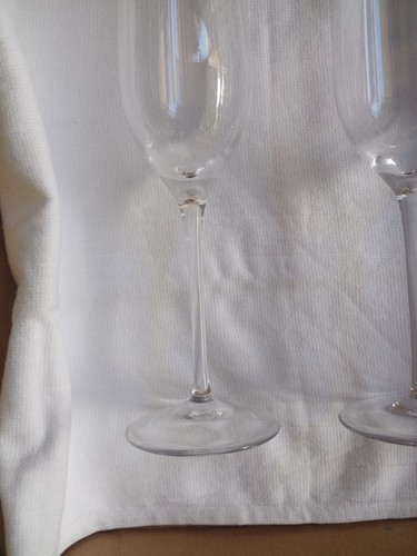 Set of 2 Tiffany Crystal Long Stem Champagne Flutes Glasses W/ Original Stickers - Picture 9 of 10