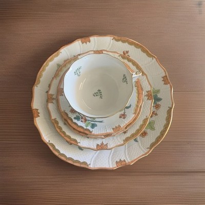 Herend Livia 5pc Place Setting dinner,bread,salad,cup, saucer, hand paint