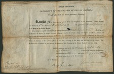JAMES MADISON - NAVAL APPOINTMENT SIGNED 06/18/1812 CO-SIGNED BY: PAUL HAMILTON