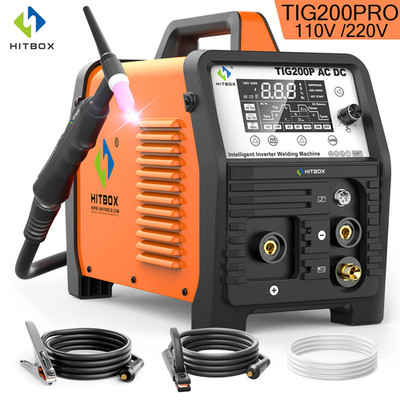6 in 1 Cold TIG Welding Machine 200A HF/SPOT/PULSE TIG, Stick, Clean 110V&220V