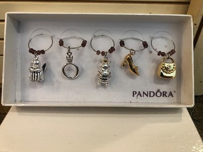 Set of 5 PANDORA wine glass charms. New in box. $20